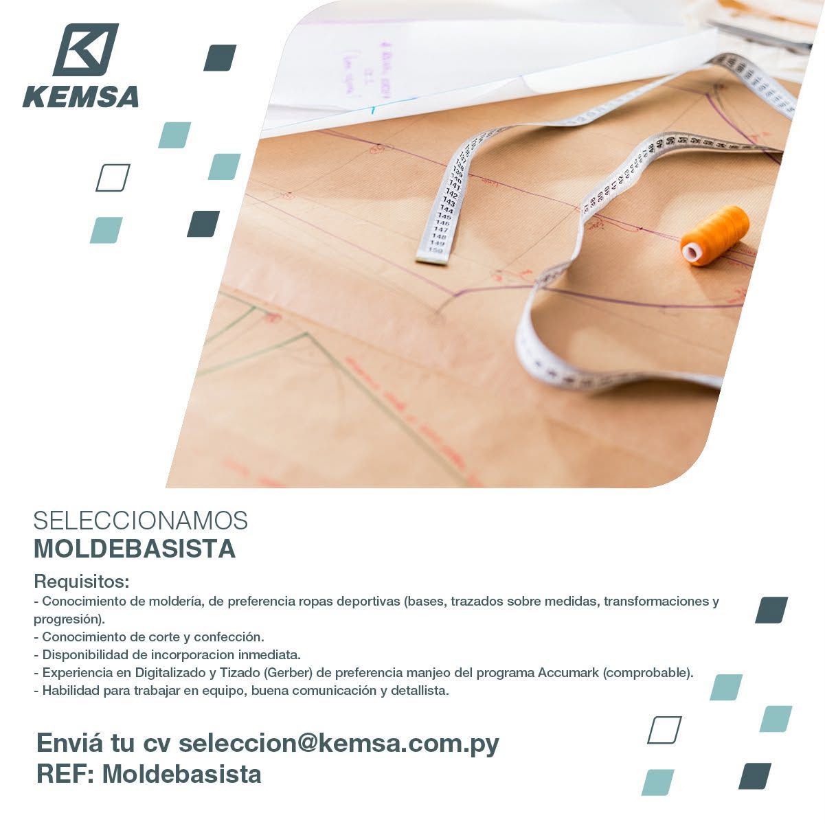 Oferta laboral: Moldebasista — Kemsa