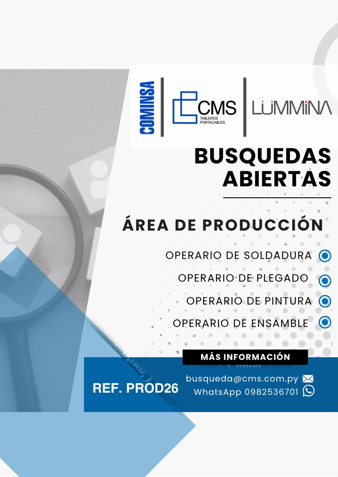 Oferta laboral: Área De Producción — CMS