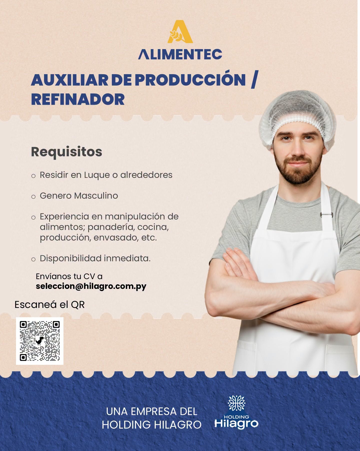 Oferta laboral: Auxiliar De Producción Y Refinador — Hilagro
