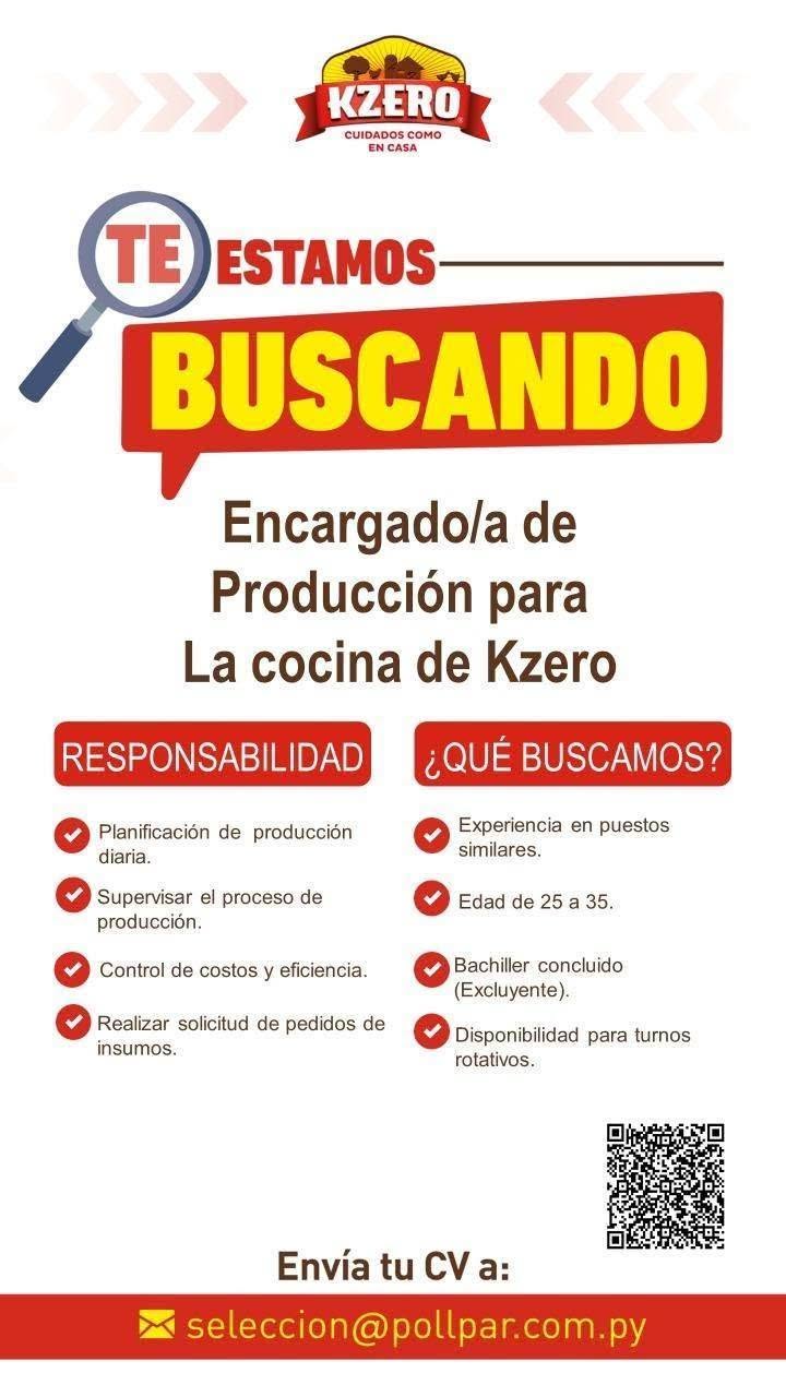 Oferta laboral: Encargao De Producción — Kzero