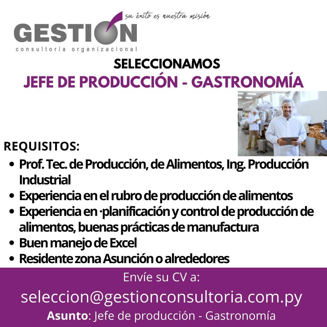 Oferta laboral: Jefe De Producción — Gestión Consultoria