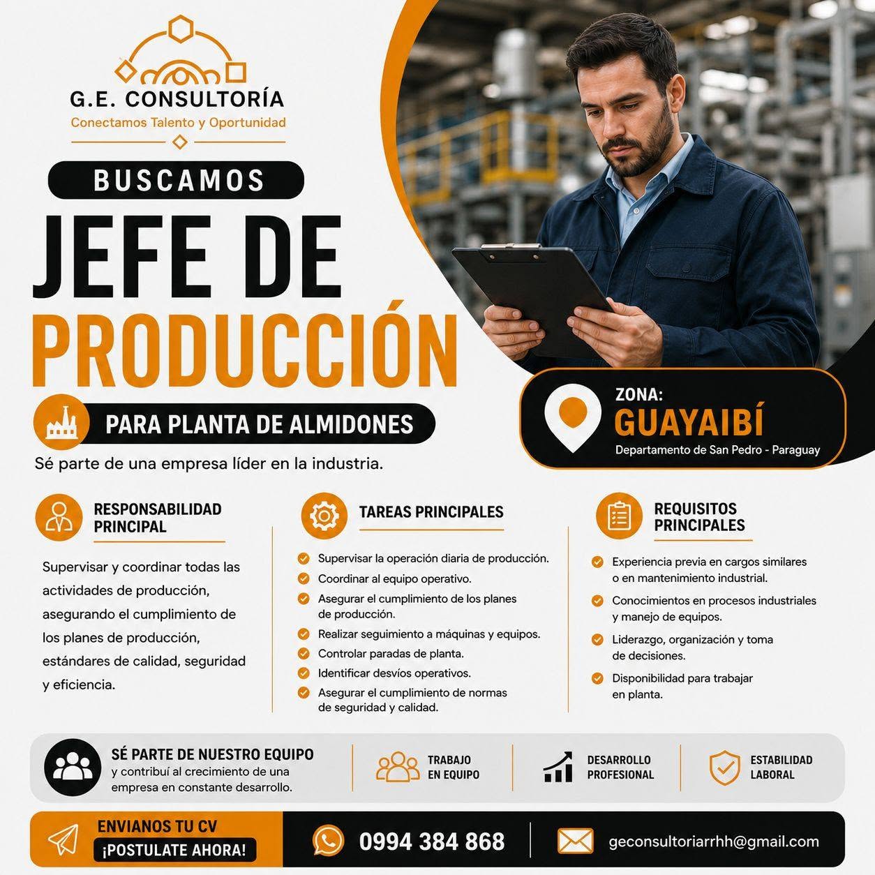Oferta laboral: Jefe De Producción