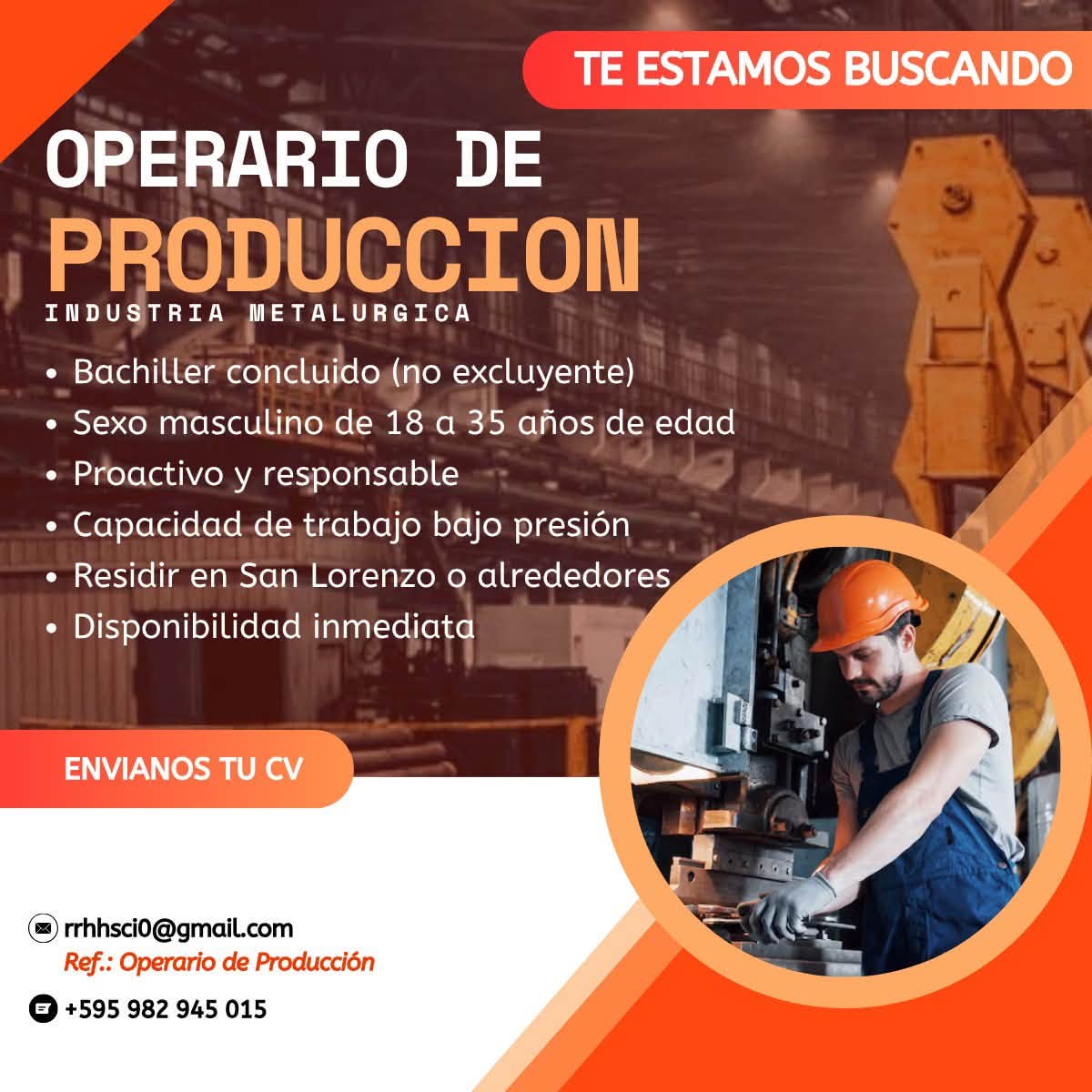 Oferta laboral: Operario