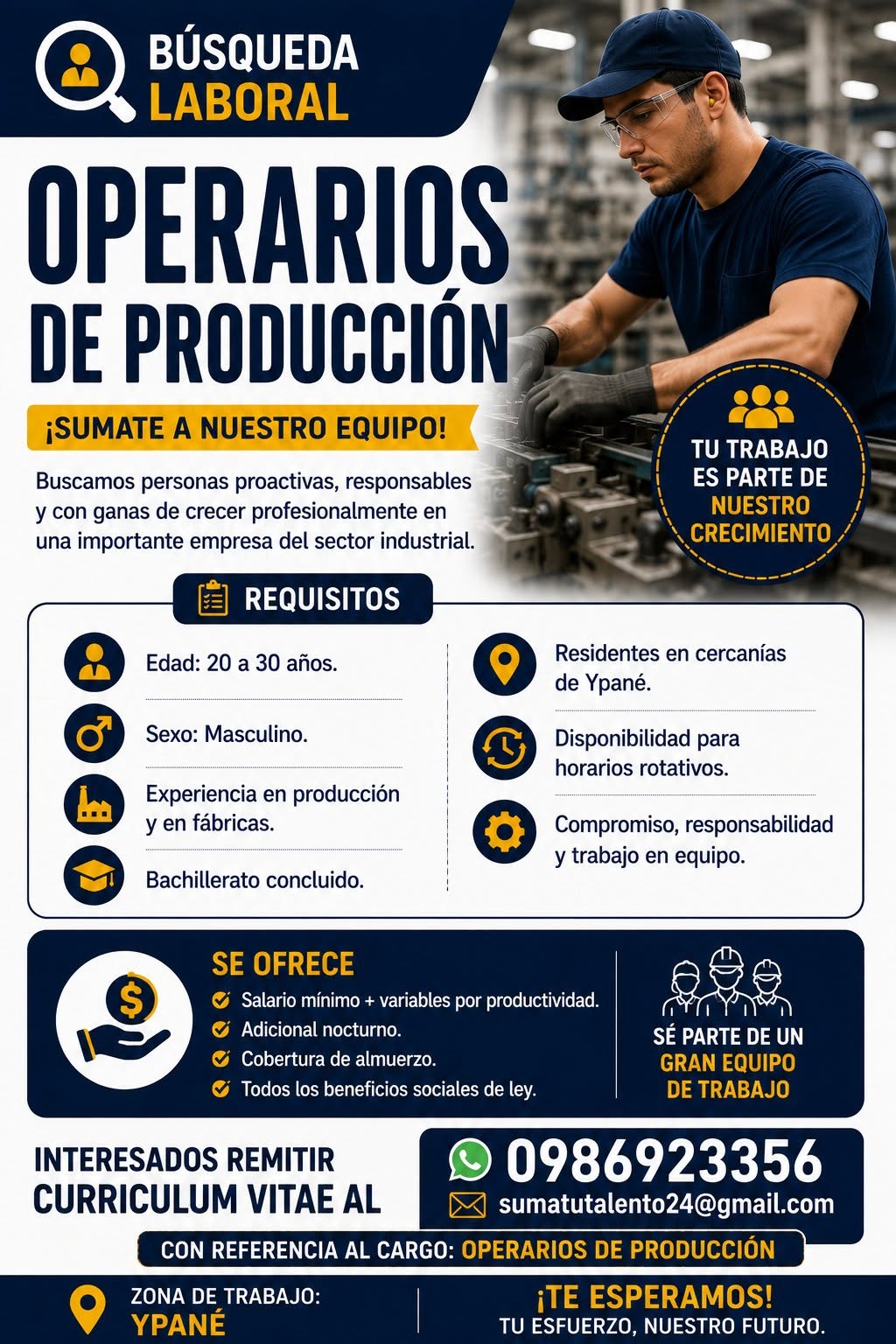 Oferta laboral: Operarios