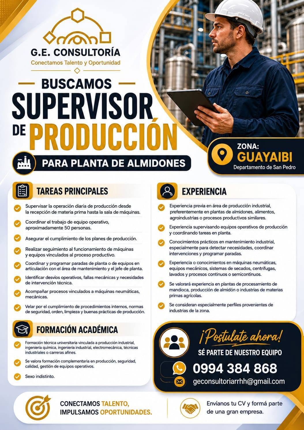 Oferta laboral: Supervisor