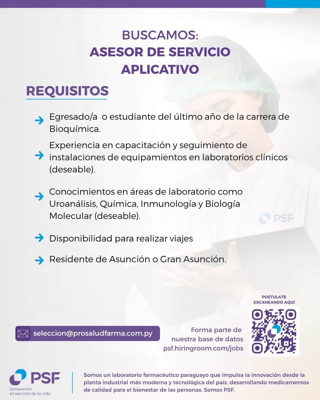 Oferta laboral: Asesor De Servicio Aplicativo — ProSalud