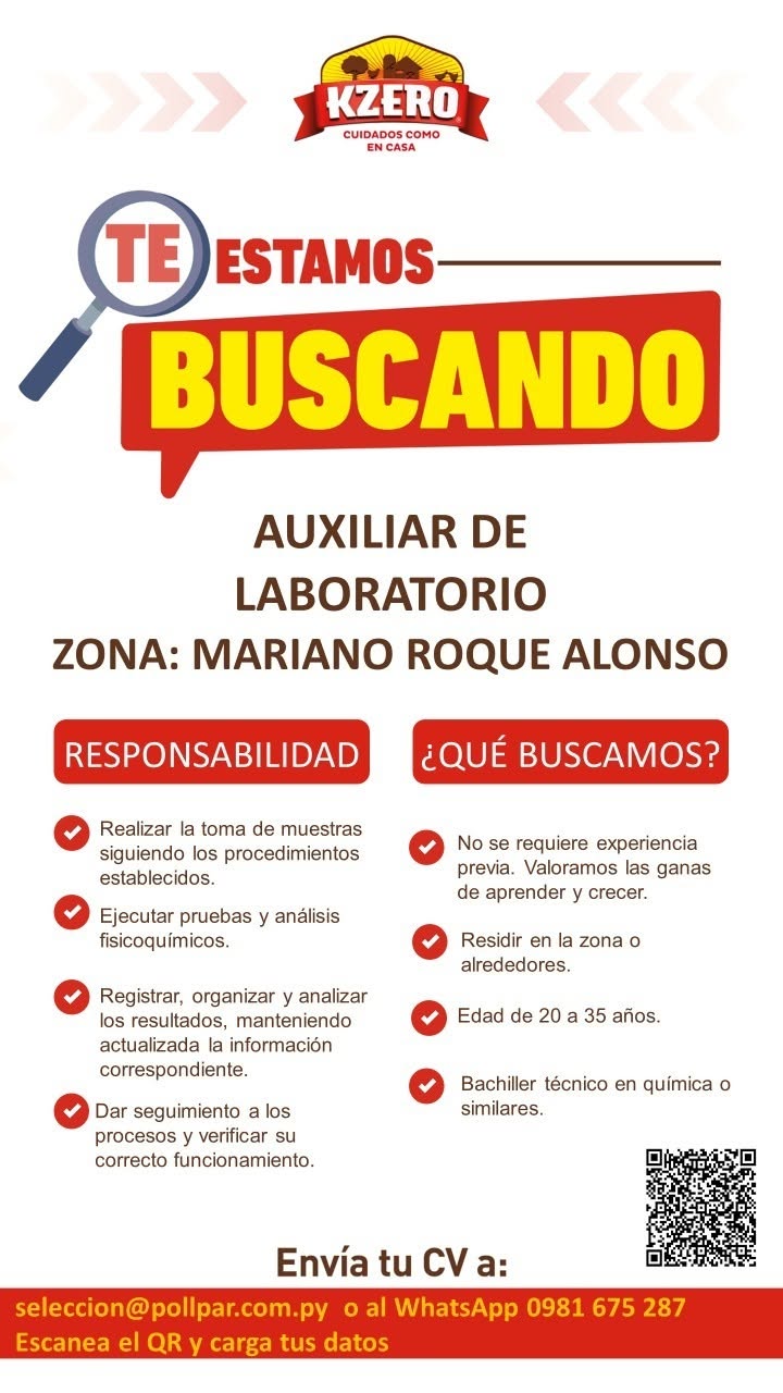 Oferta laboral: Auxiliar De Laboratorio — Pollpar