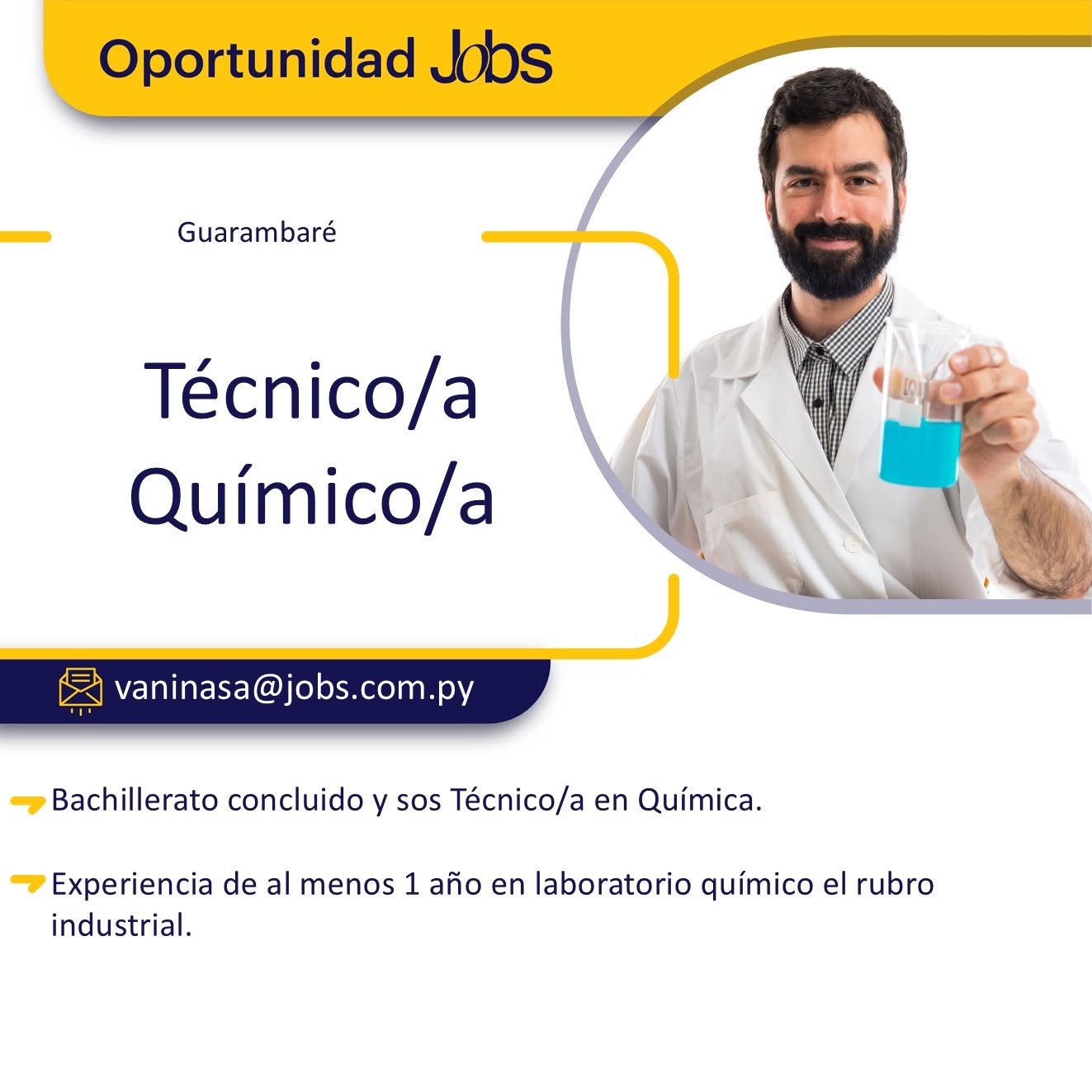 Oferta laboral: Técnico Químico — Jobs