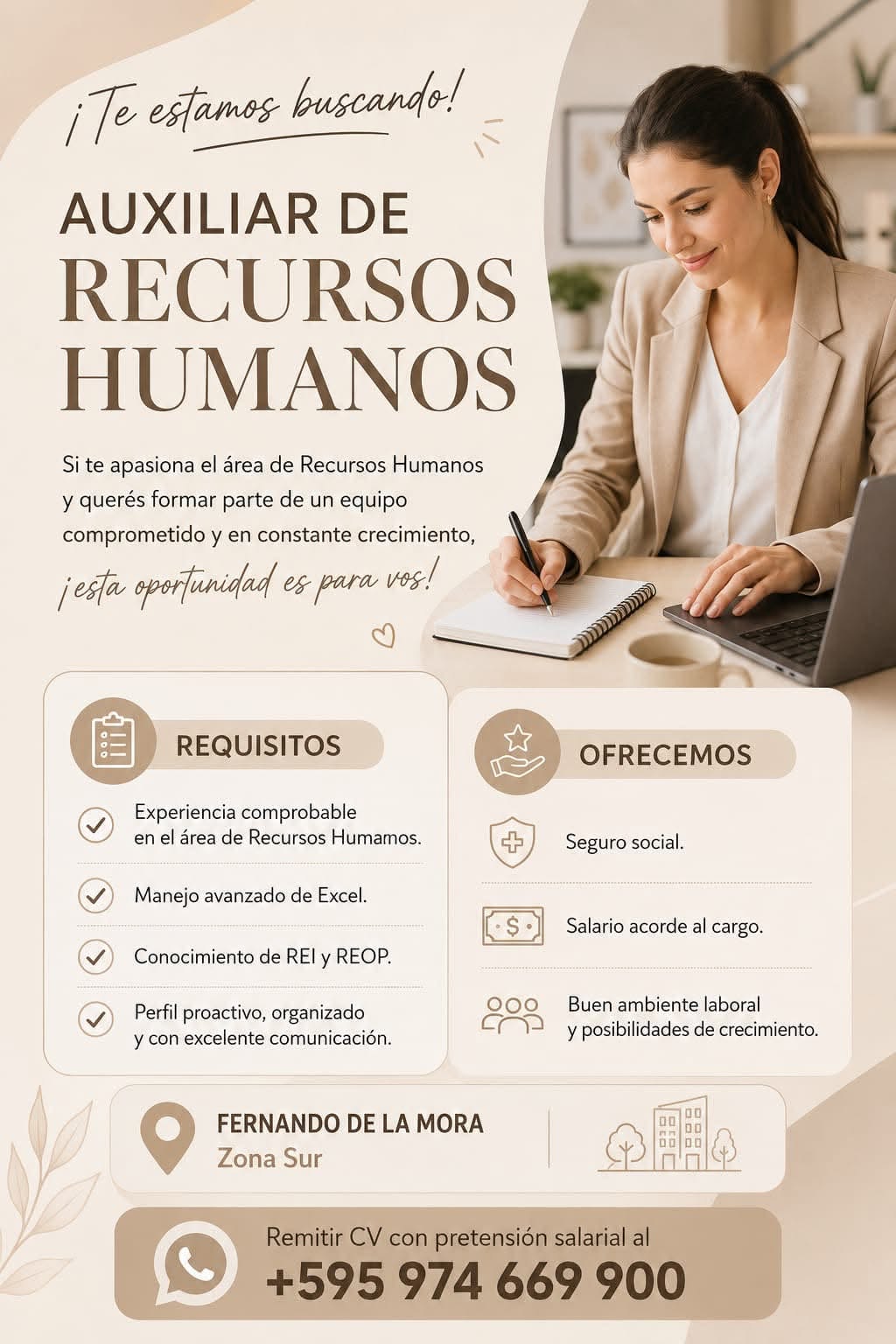 Oferta laboral: Auxiliar De RRHH