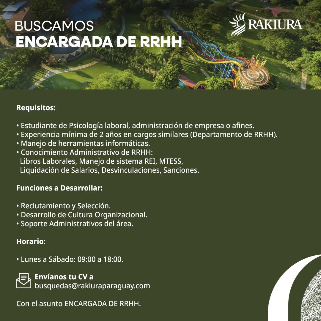 Oferta laboral: Encargada De RRHH