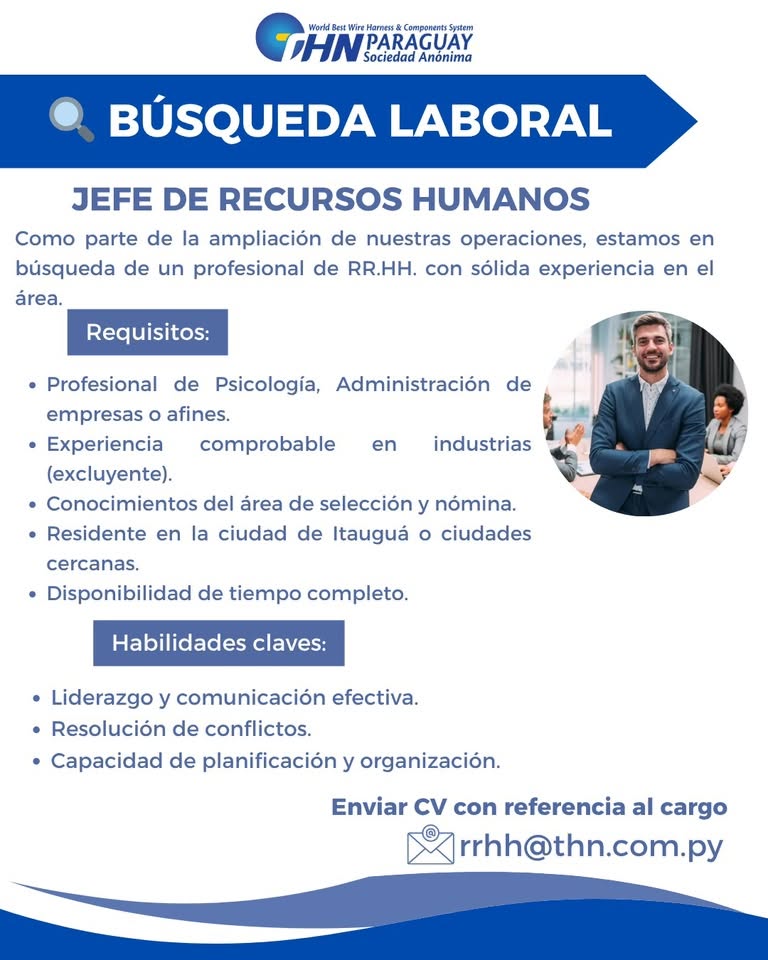 Oferta laboral: Jefe De Recursos Humanos — THN