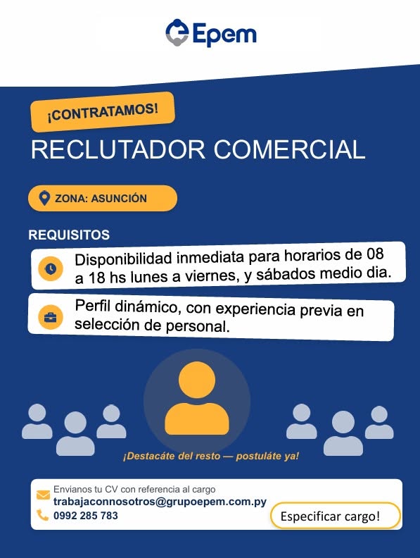 Oferta laboral: Reclutador Comercial — Grupo Epem