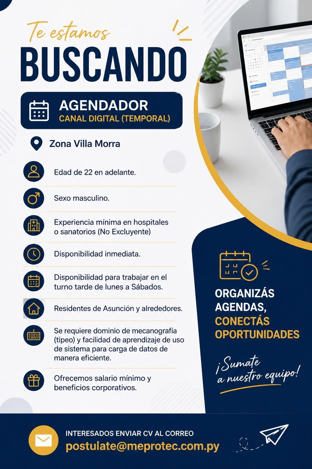 Oferta laboral: Agendador — Meprotec