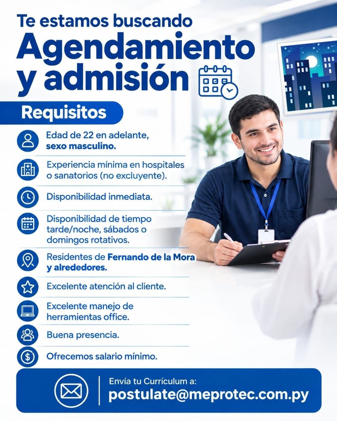 Oferta laboral: Agendamiento Y Admisión — Meprotec