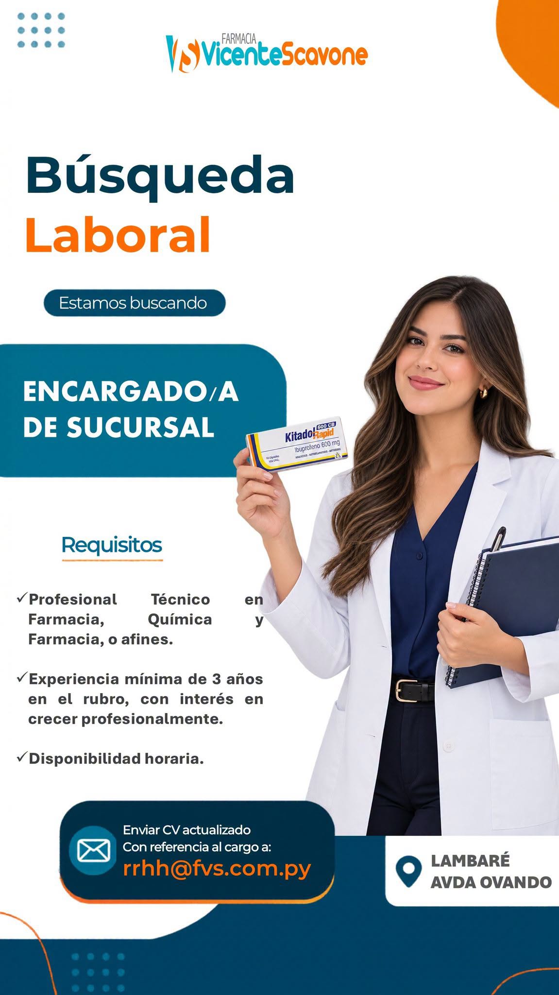 Oferta laboral: Encargado De Sucursal — FVS