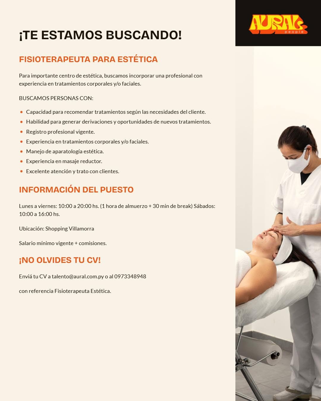 Oferta laboral: Fisioterapeuta — Aural