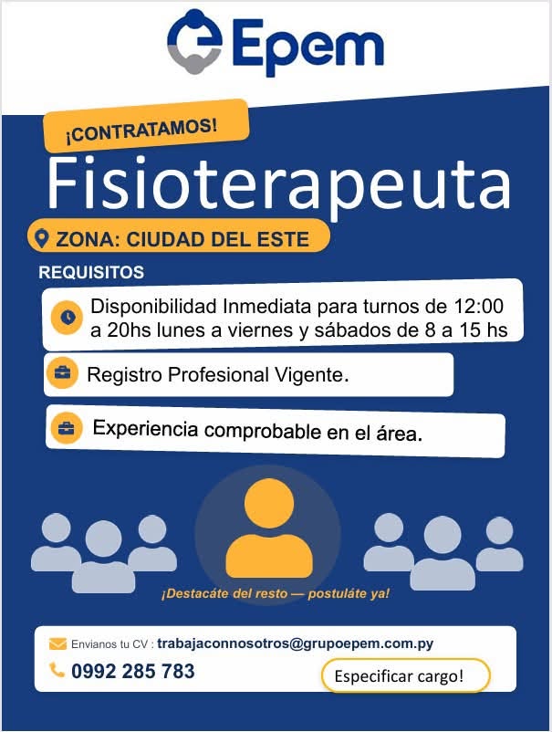 Oferta laboral: Fisioterapeuta — Grupo Epem