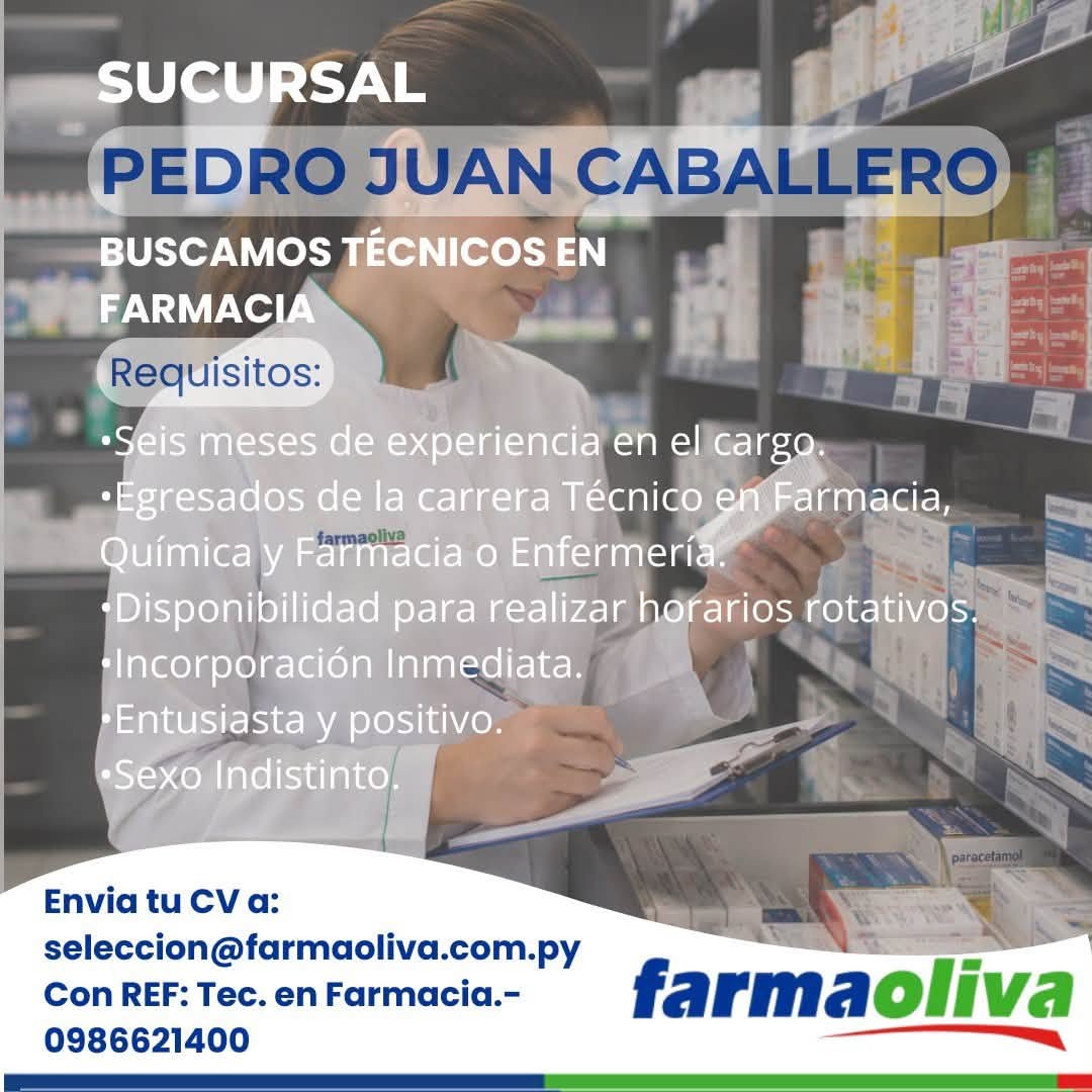 Oferta laboral: Técnico En Farmacia — FarmaOliva
