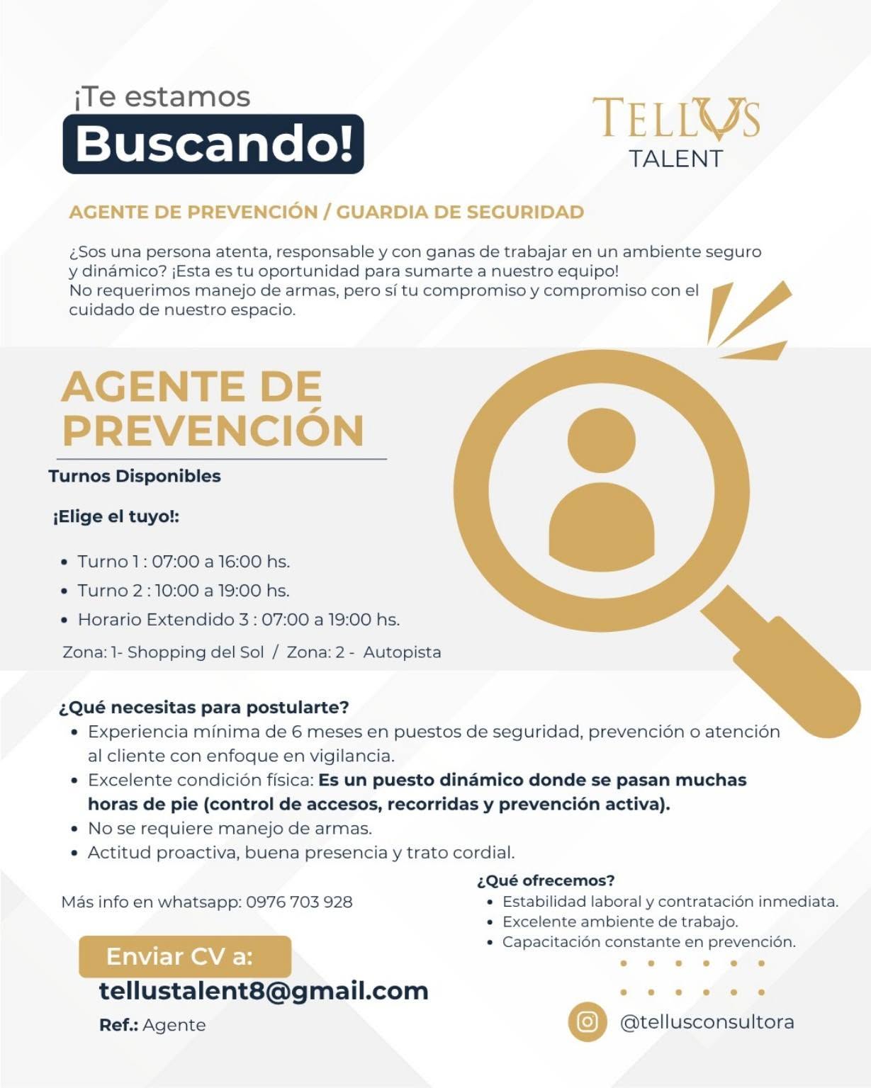 Oferta laboral: Agente De Prevención