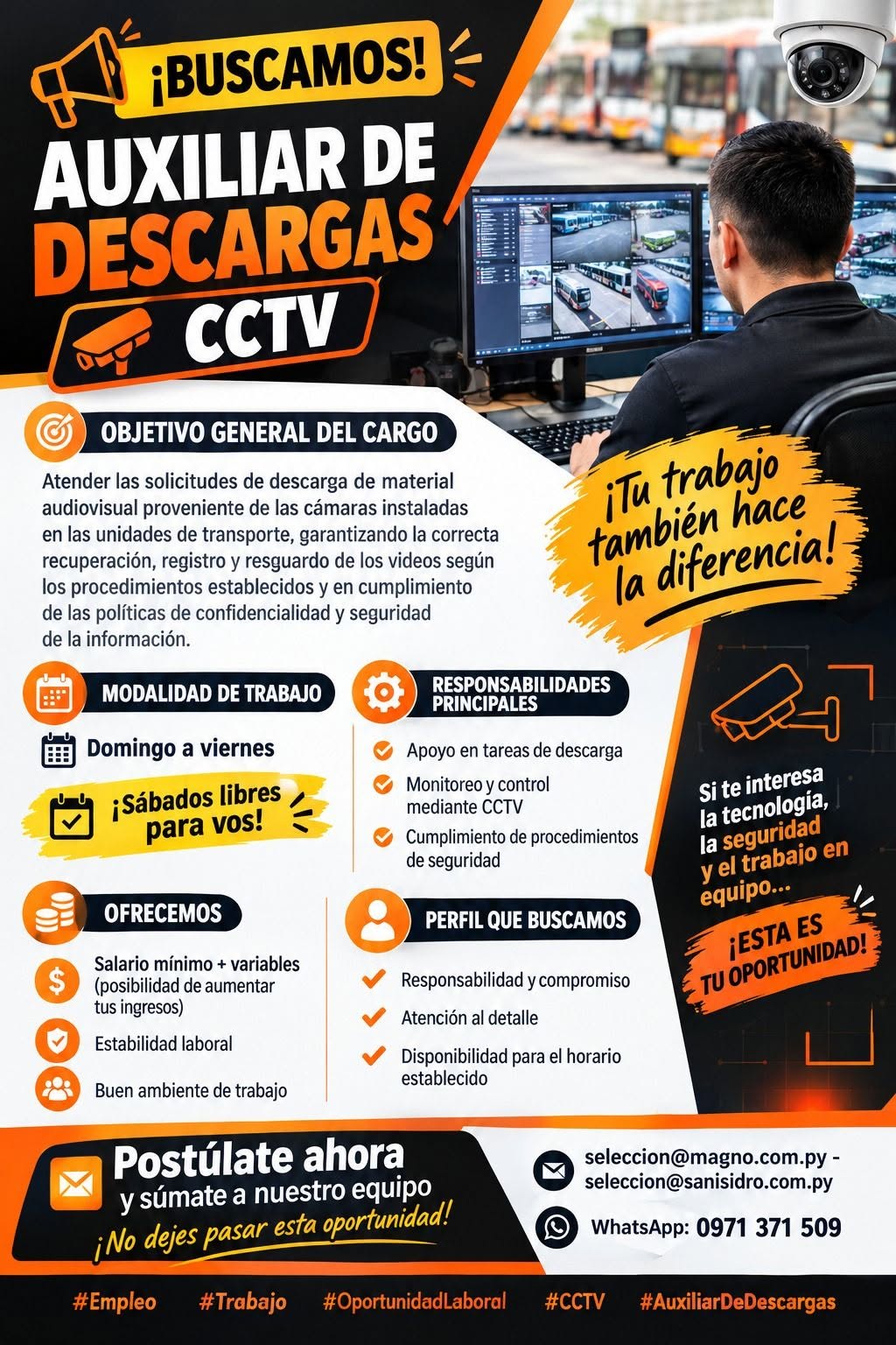 Oferta laboral: Auxiliar De Descargas CCTV — Magno