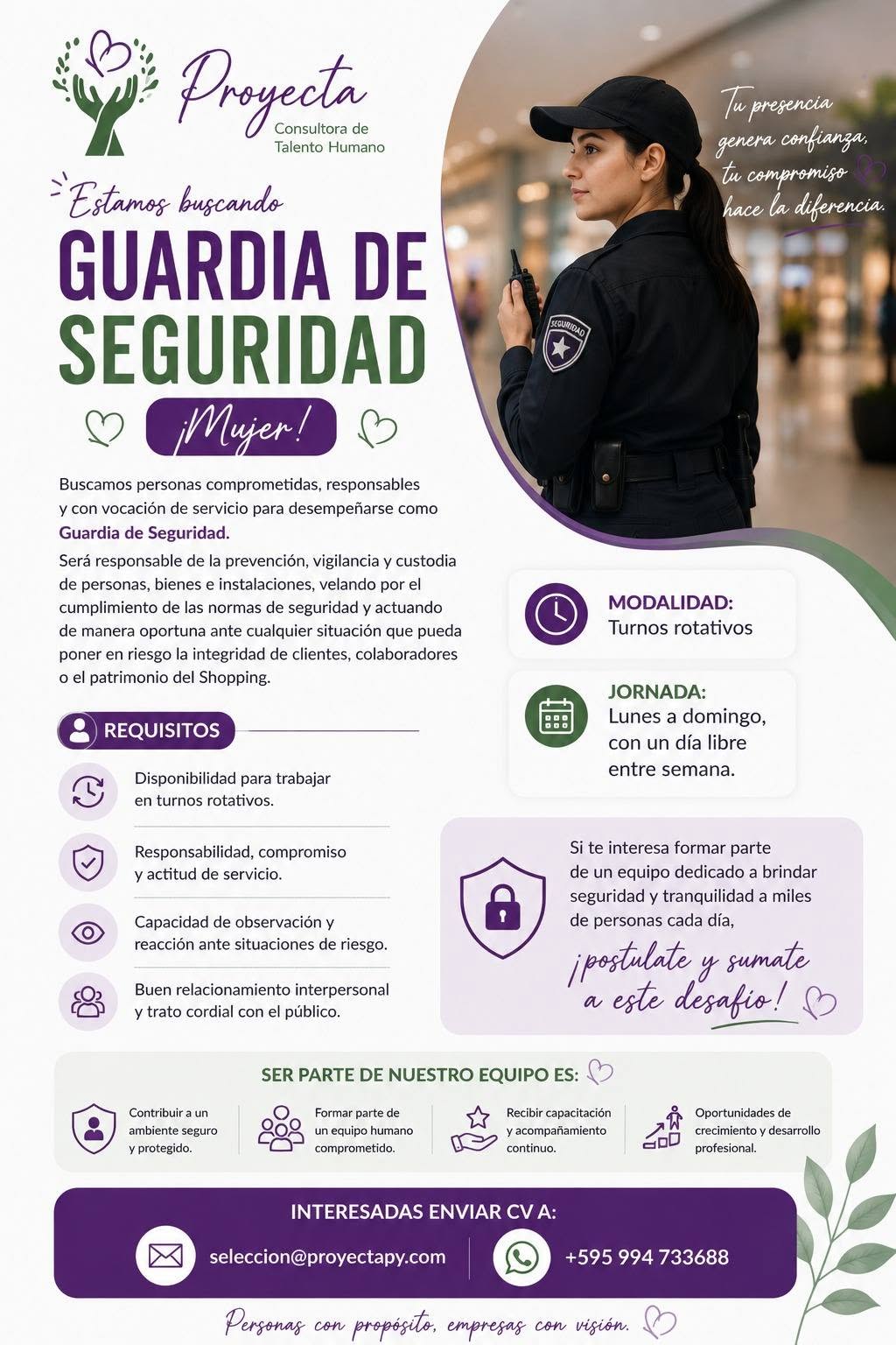 Oferta laboral: Guardia De Seguridad — ProyectaPy