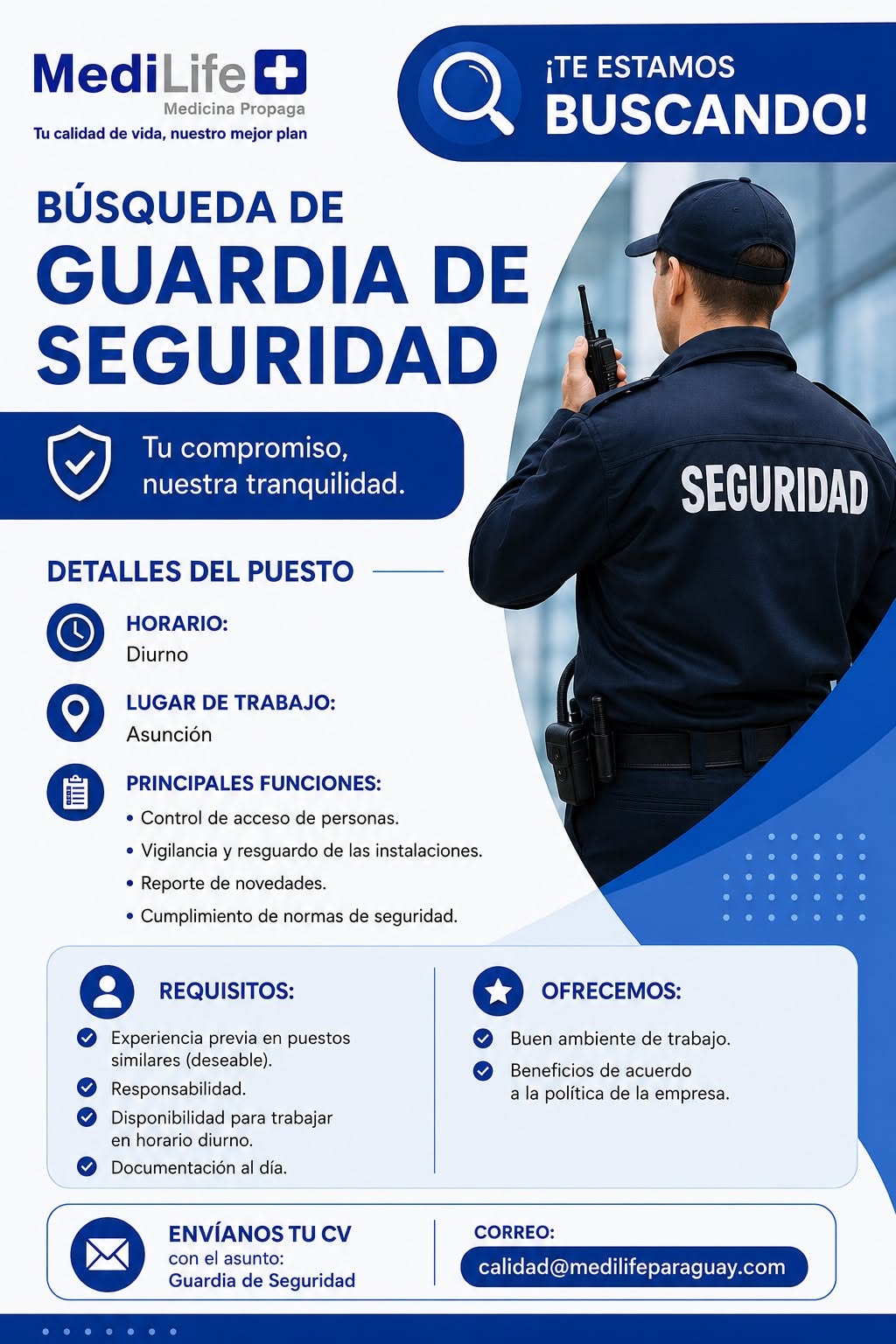 Oferta laboral: Guardia De Seguridad