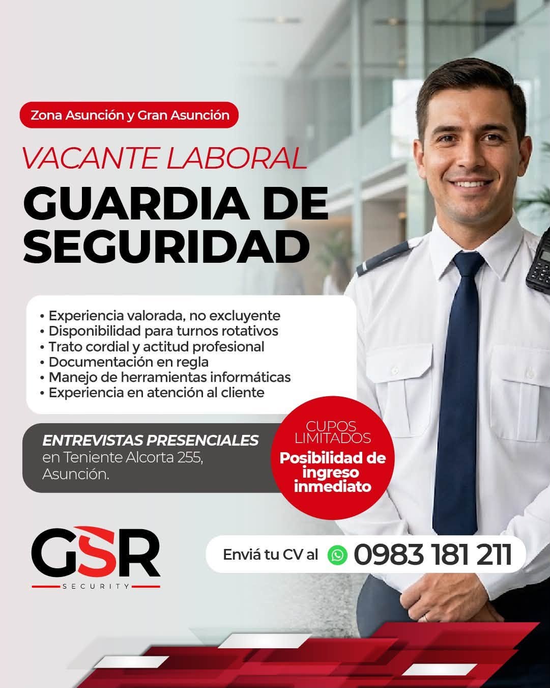 Oferta laboral: Guardias De Seguridad