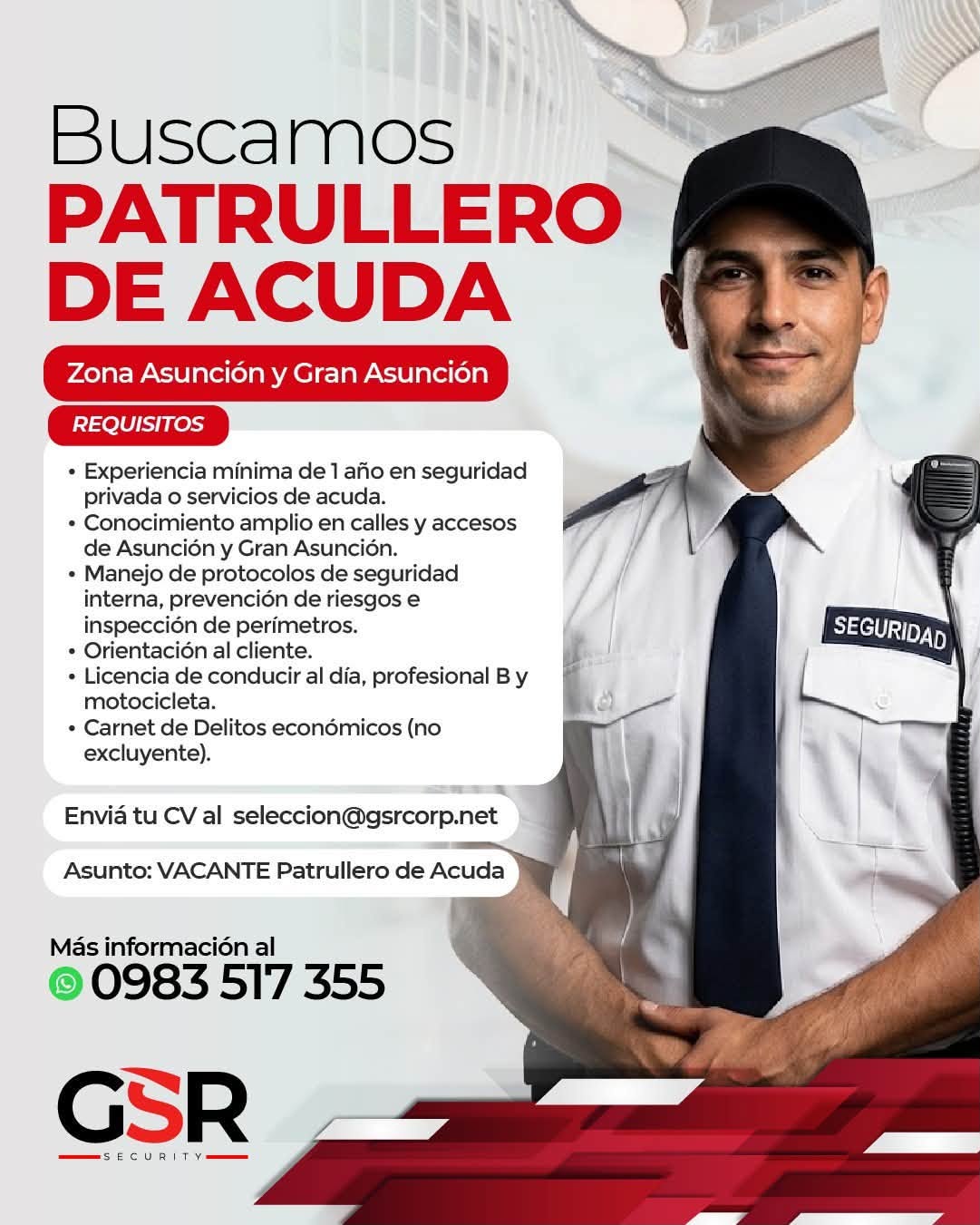 Oferta laboral: Patrullero De Acuda