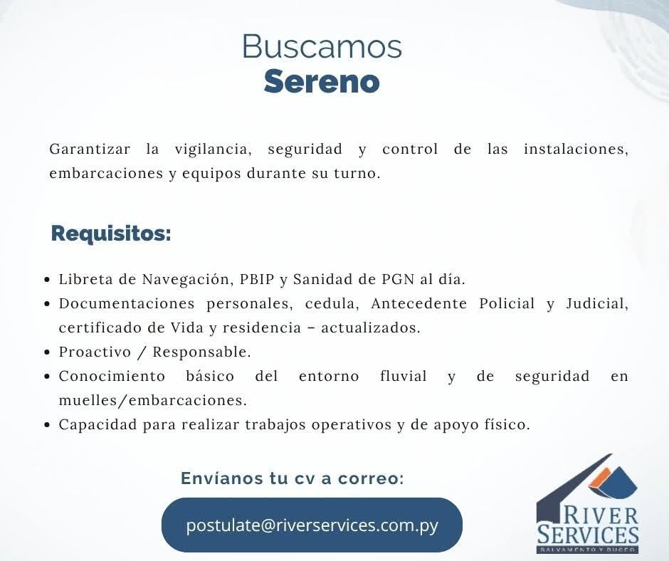 Oferta laboral: Sereno — River Services