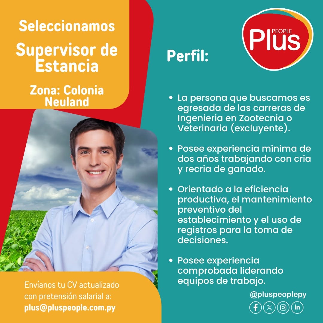 Oferta laboral: Supervisor De Estancia — Plus People