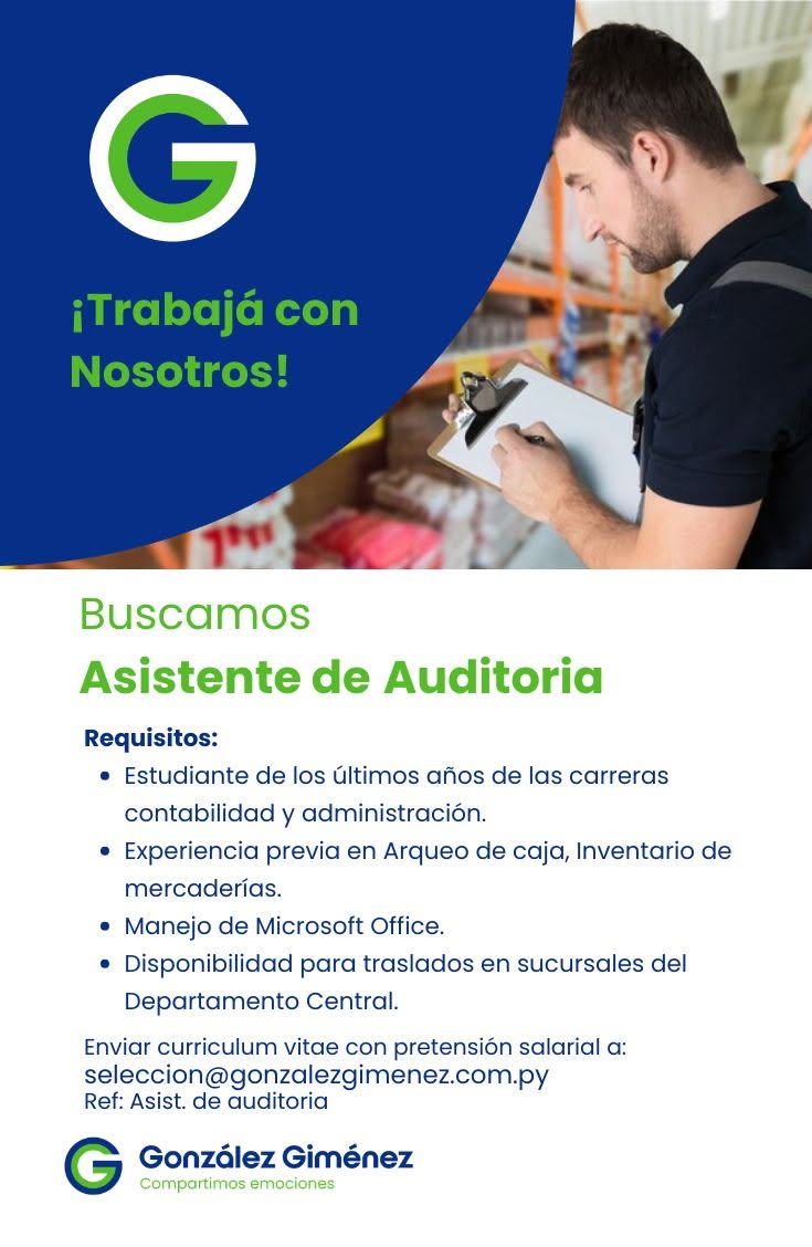 Oferta laboral: Asistente De Auditoria