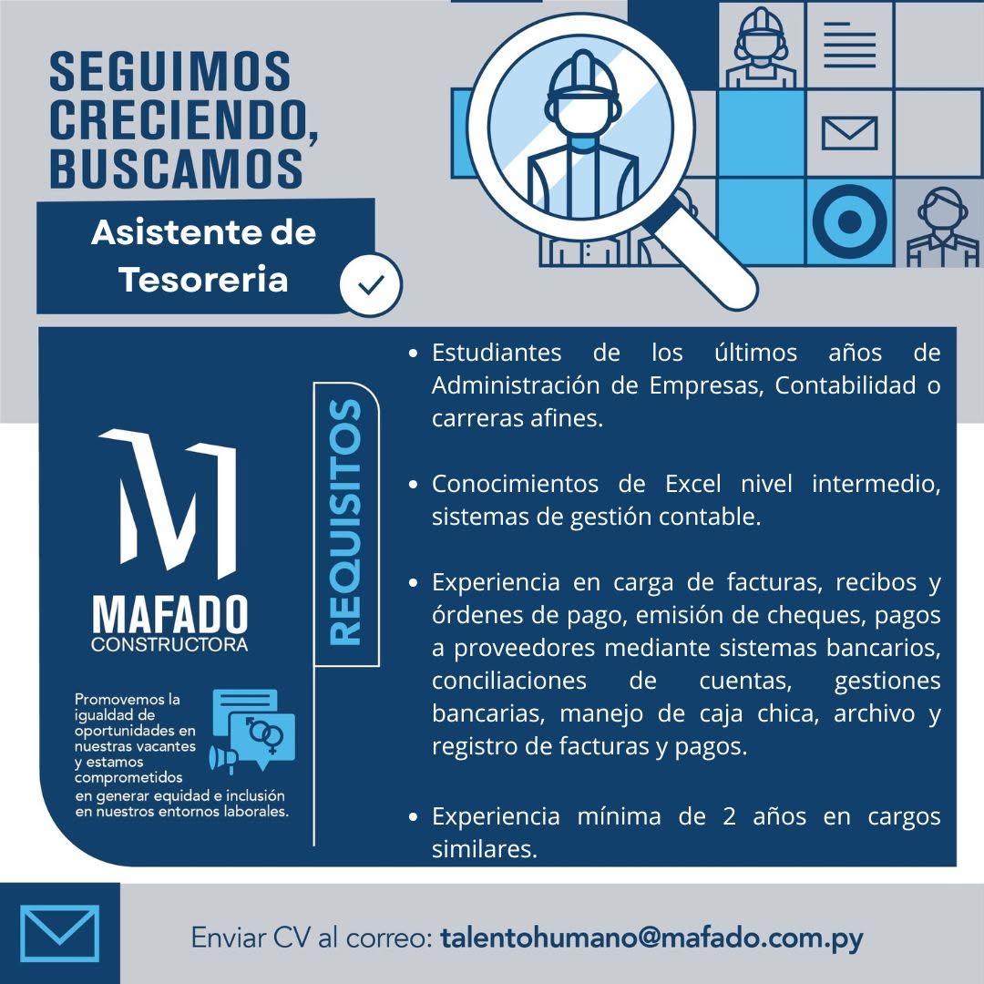 Oferta laboral: Asistente De Tesoreria