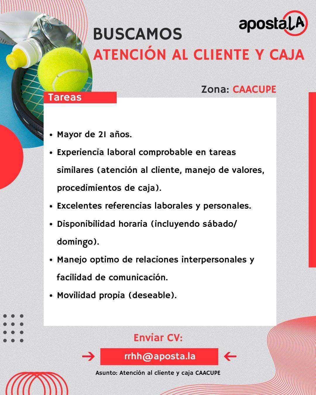 Oferta laboral: Atención Al Cliente Y Caja