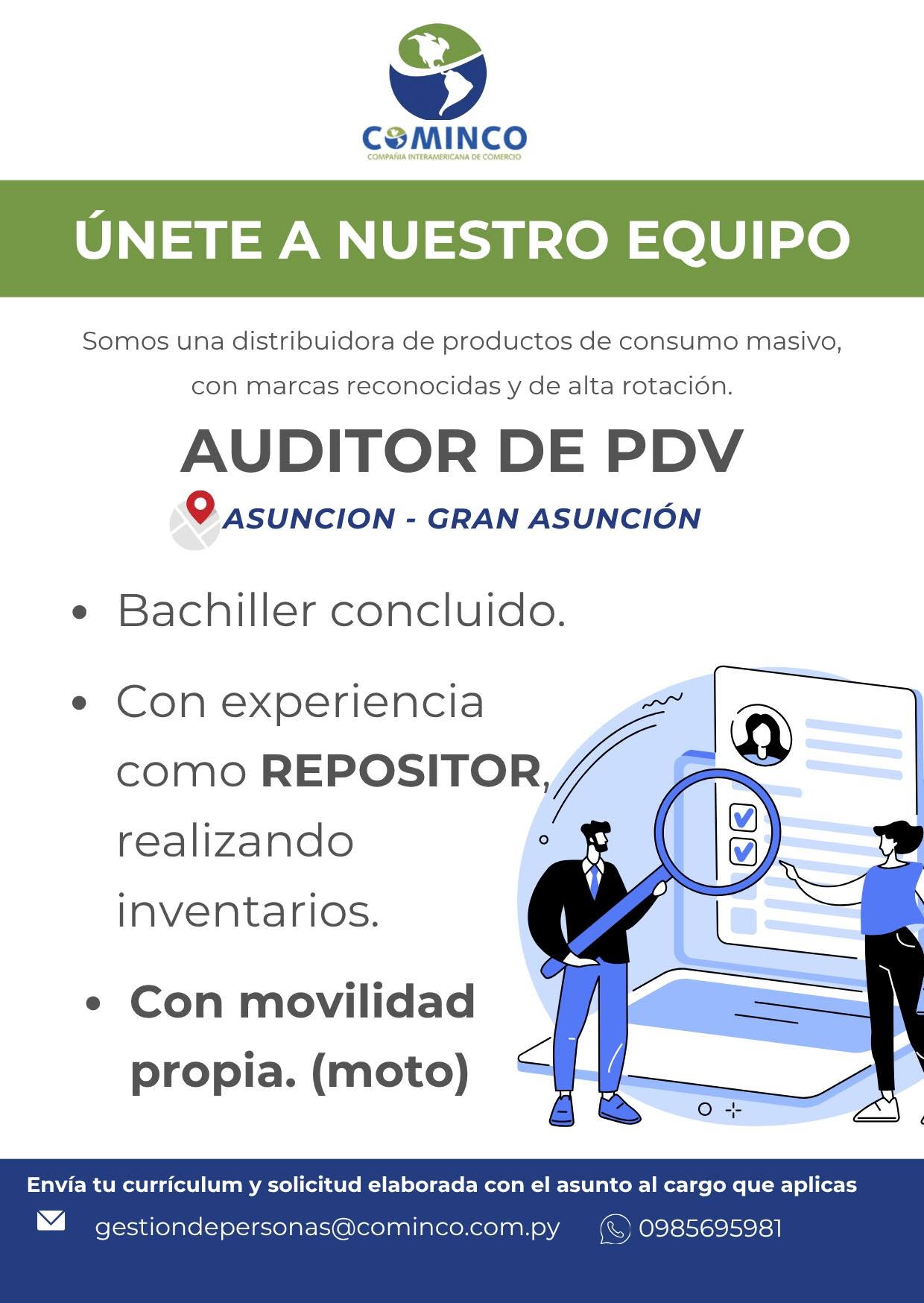 Oferta laboral: Auditor De PDV — Cominco