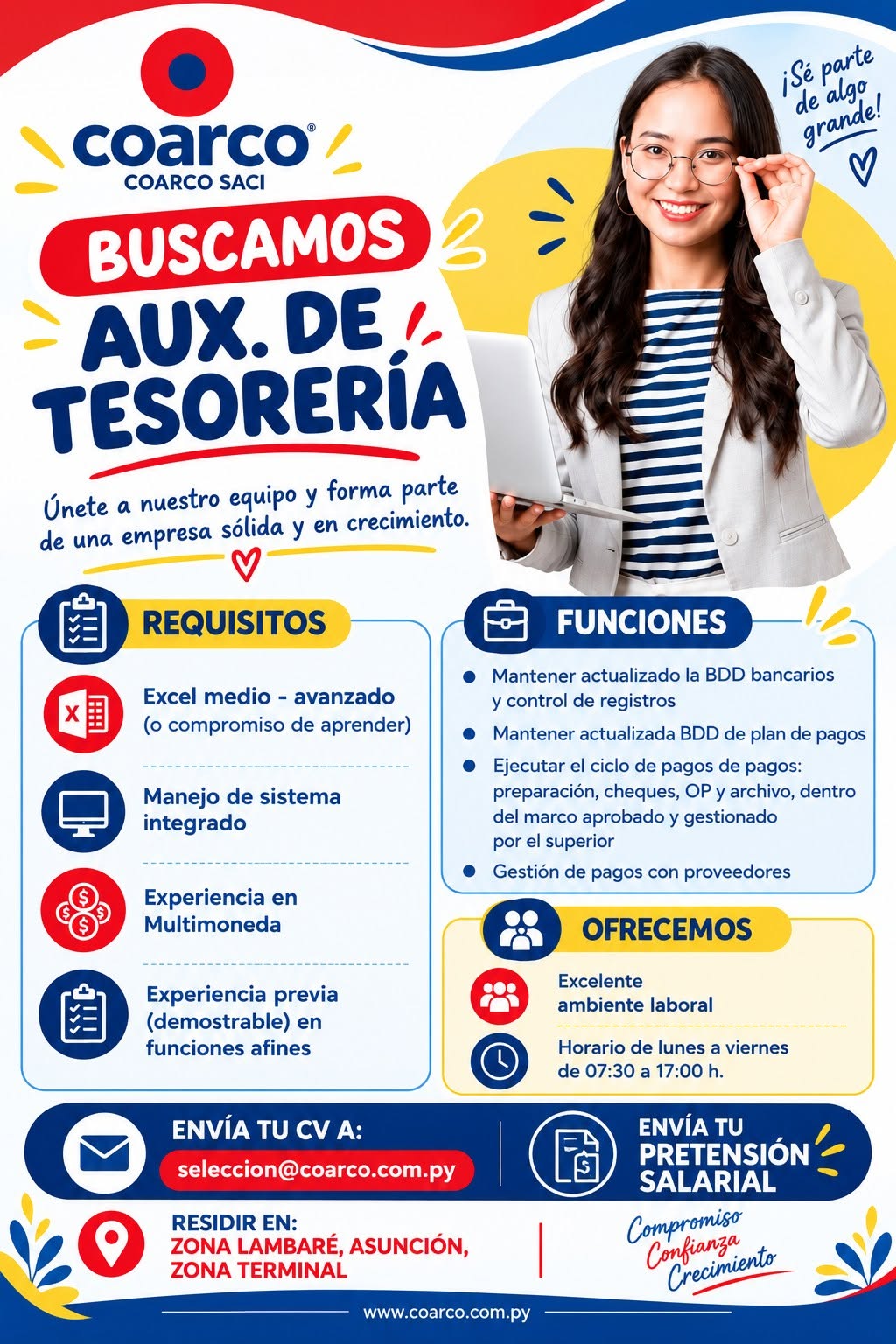 Oferta laboral: Auxiliar De Tesoreria — Coarco