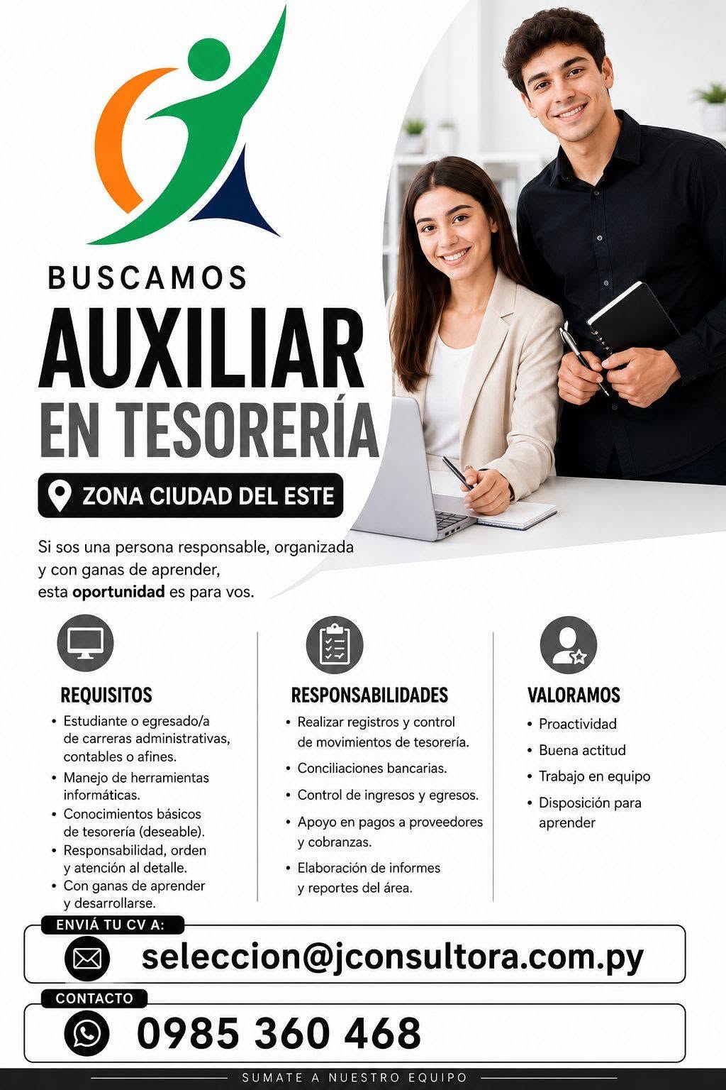 Oferta laboral: Auxiliar De Tesoreria — JConsultora