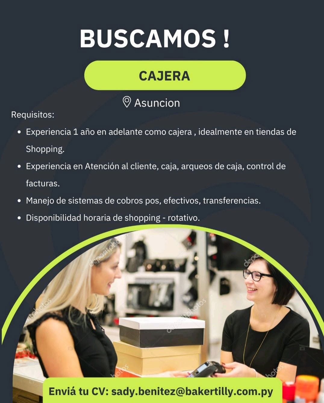 Oferta laboral: Cajera — Bakertilly