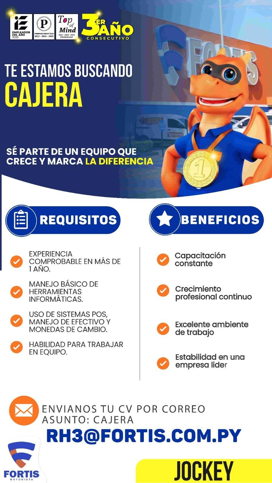 Oferta laboral: Cajera — Fortis