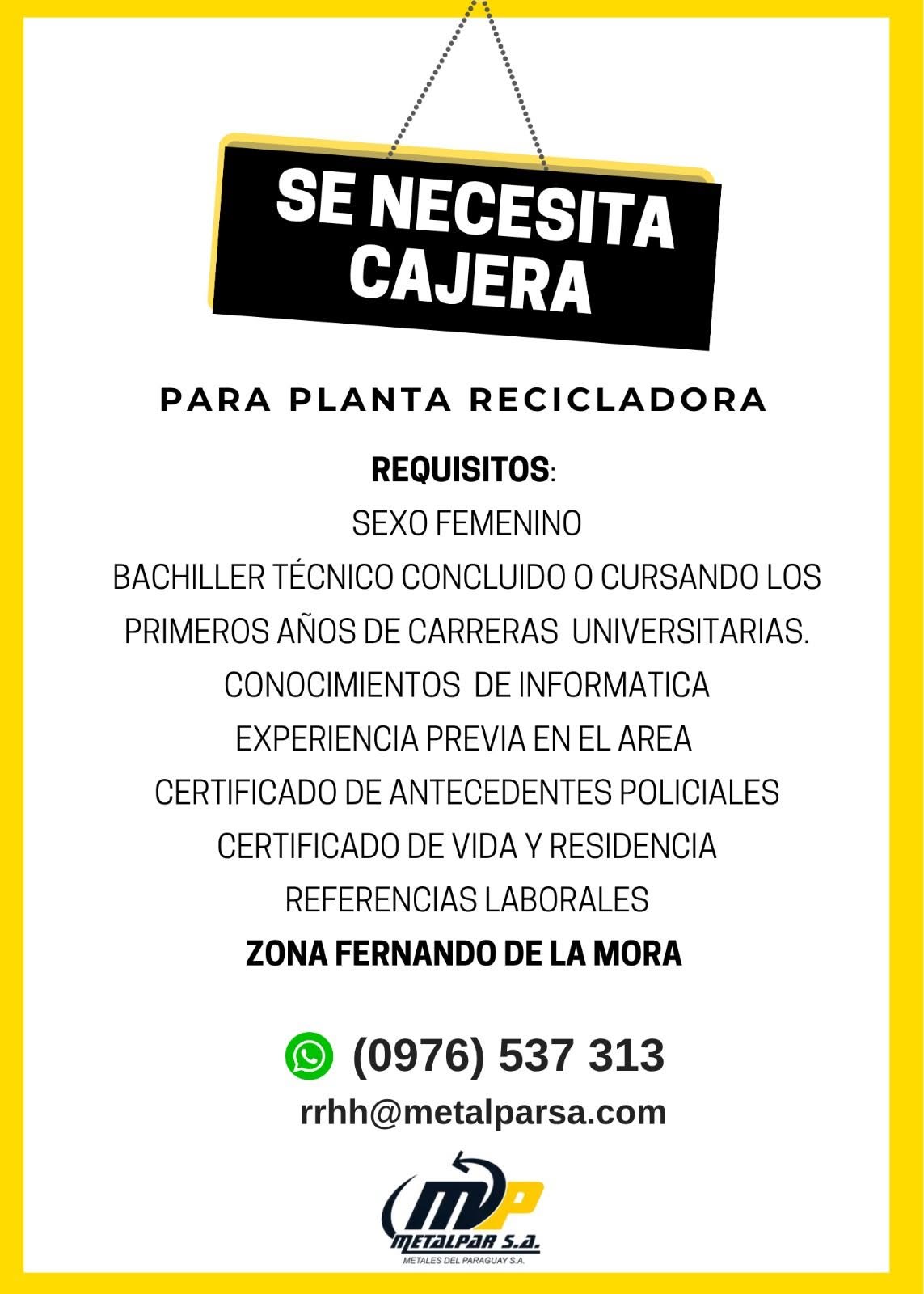 Oferta laboral: Cajera