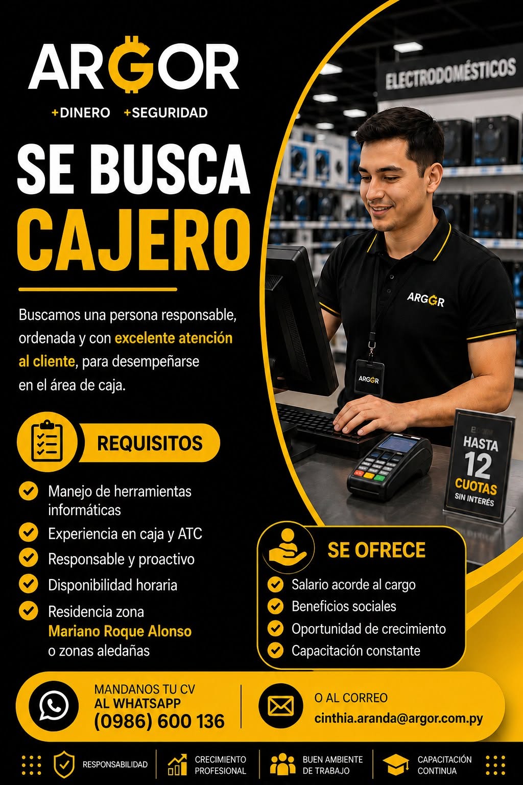 Oferta laboral: Cajero — Argor