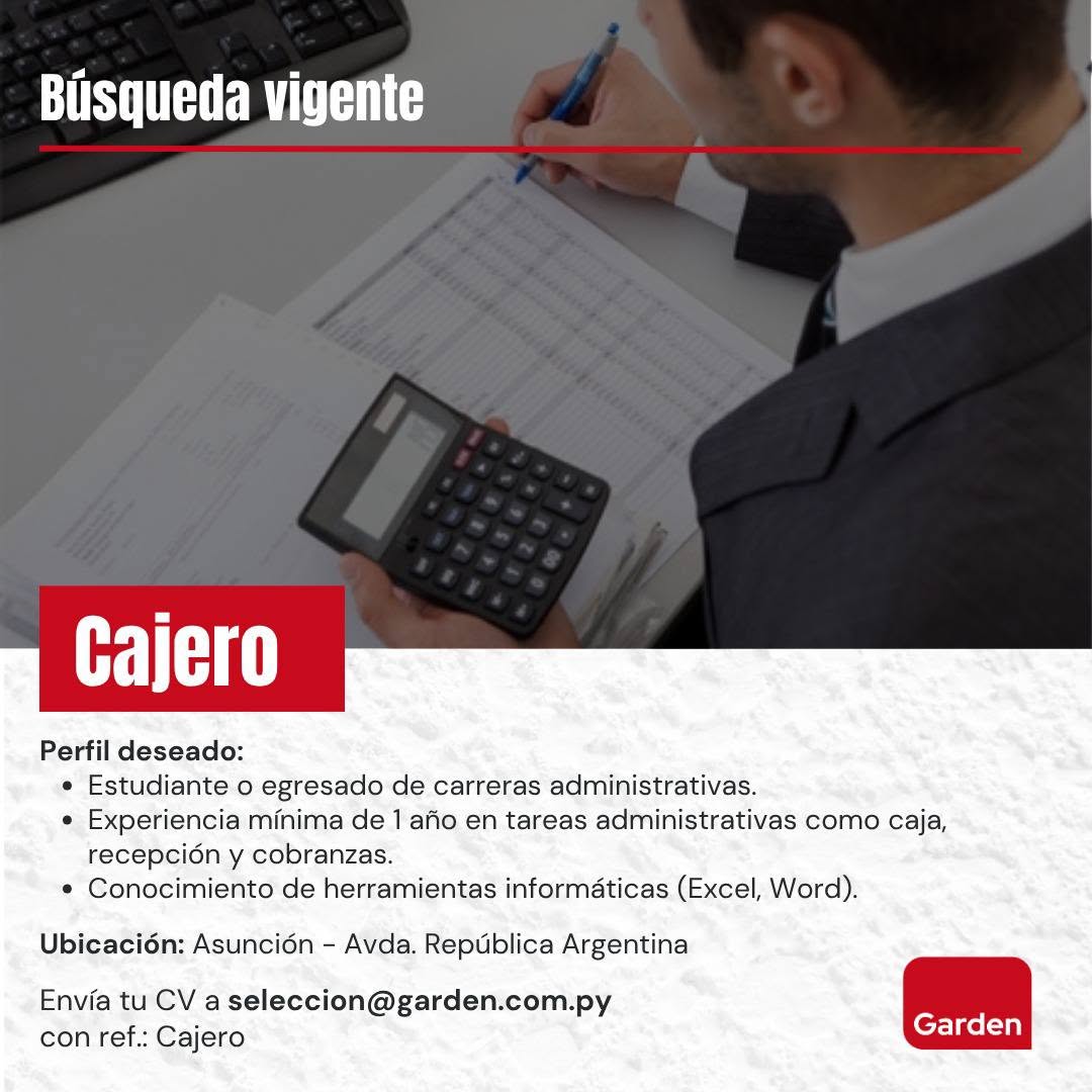 Oferta laboral: Cajero — Garden