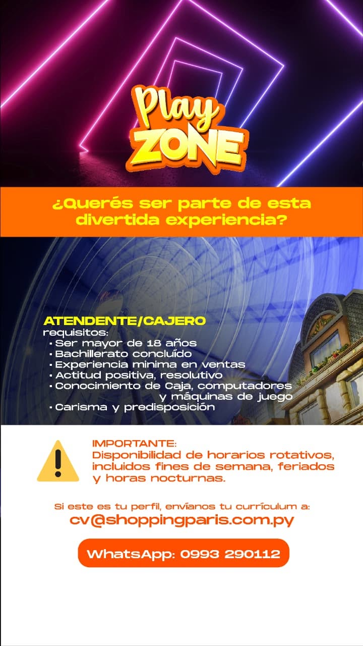 Oferta laboral: Cajero — Shopping Paris