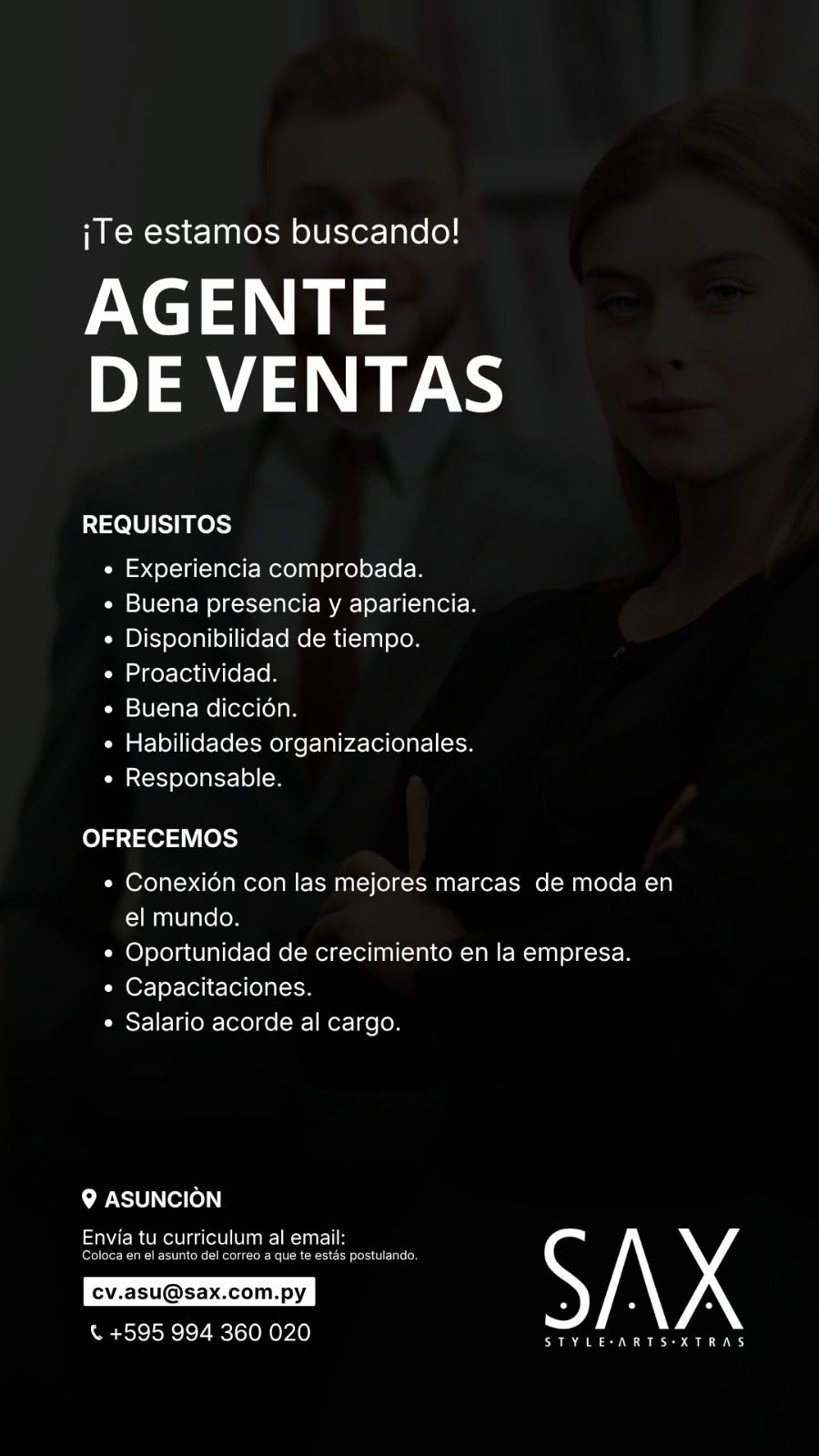 Oferta laboral: Agente De Ventas — SAX