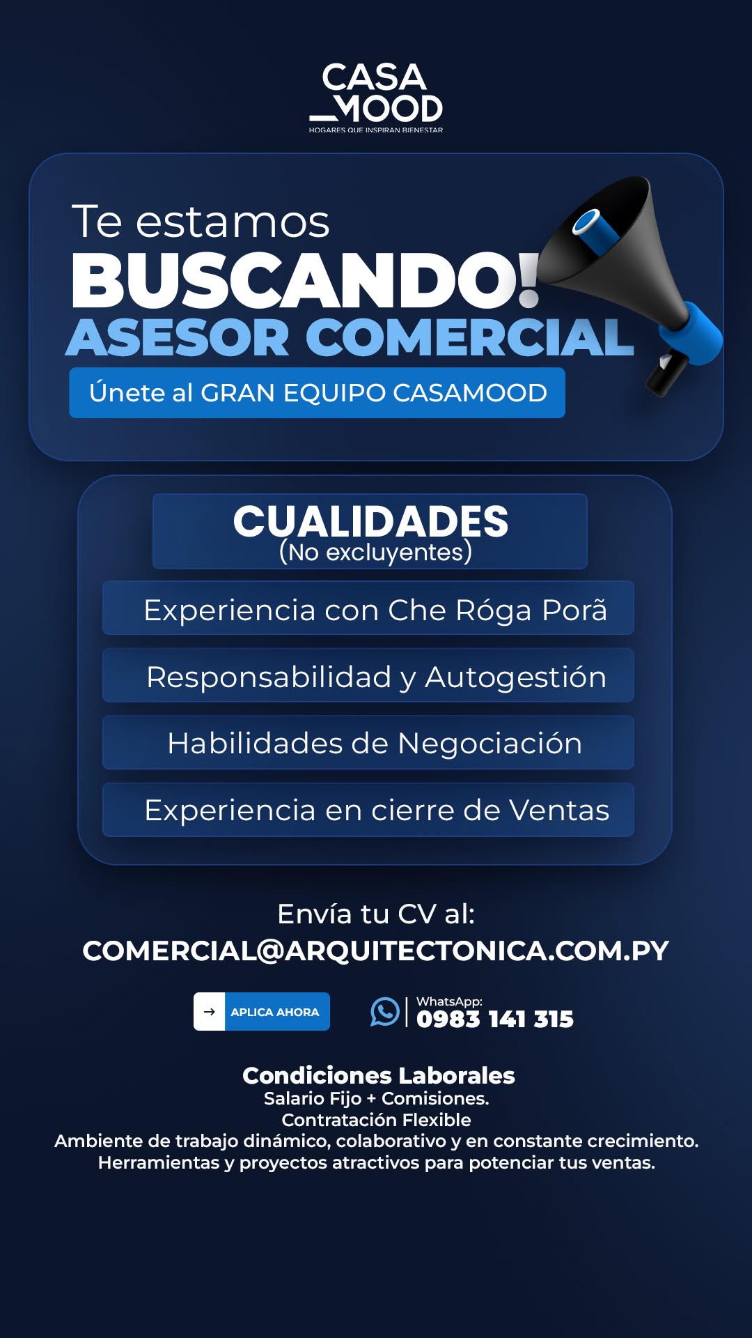 Oferta laboral: Asesor Comercial — Arquitectonica