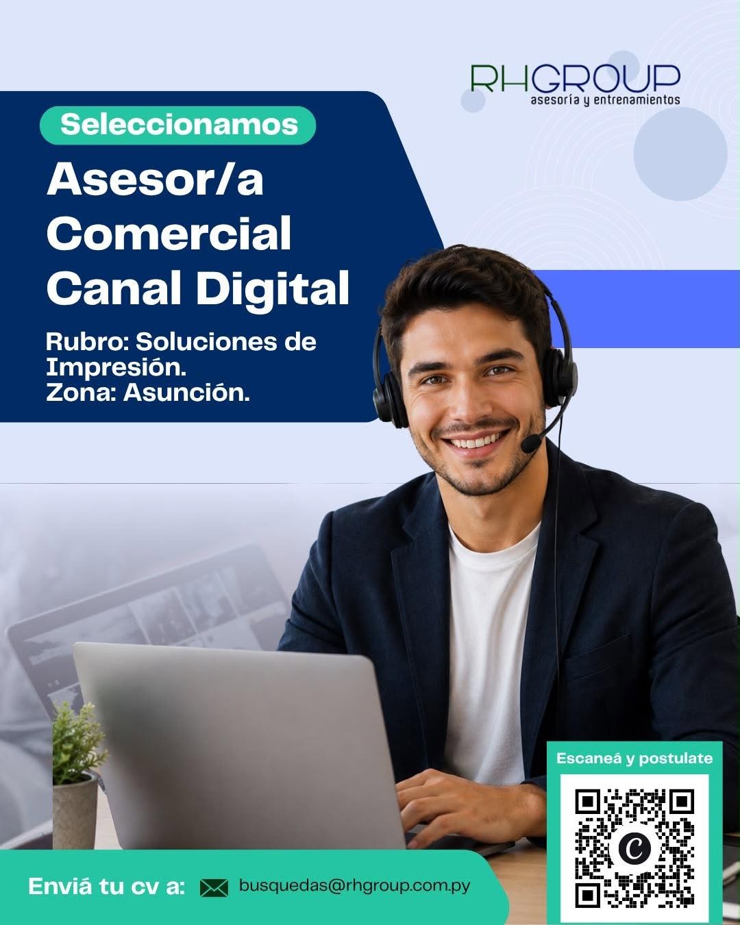 Oferta laboral: Asesor Comercial Canal Digital — Rh Group