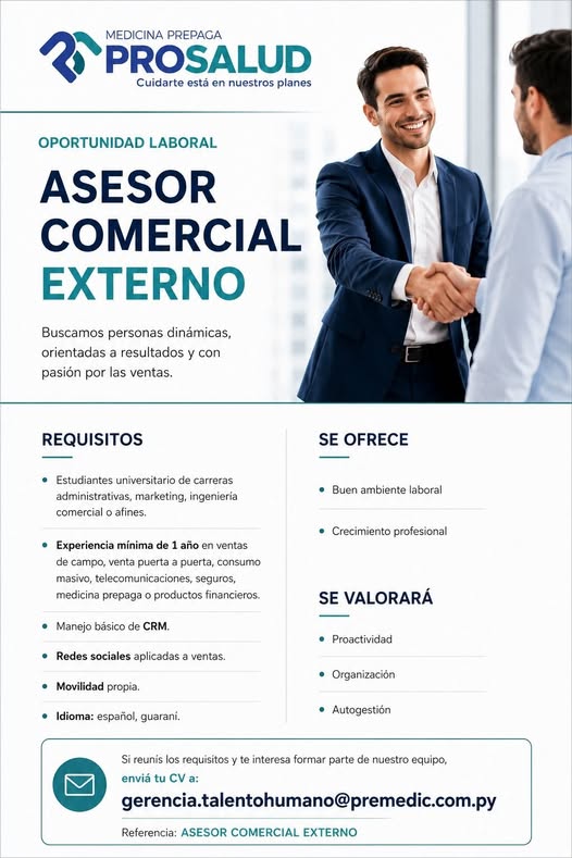Oferta laboral: Asesor Comercial Externo — Premedic