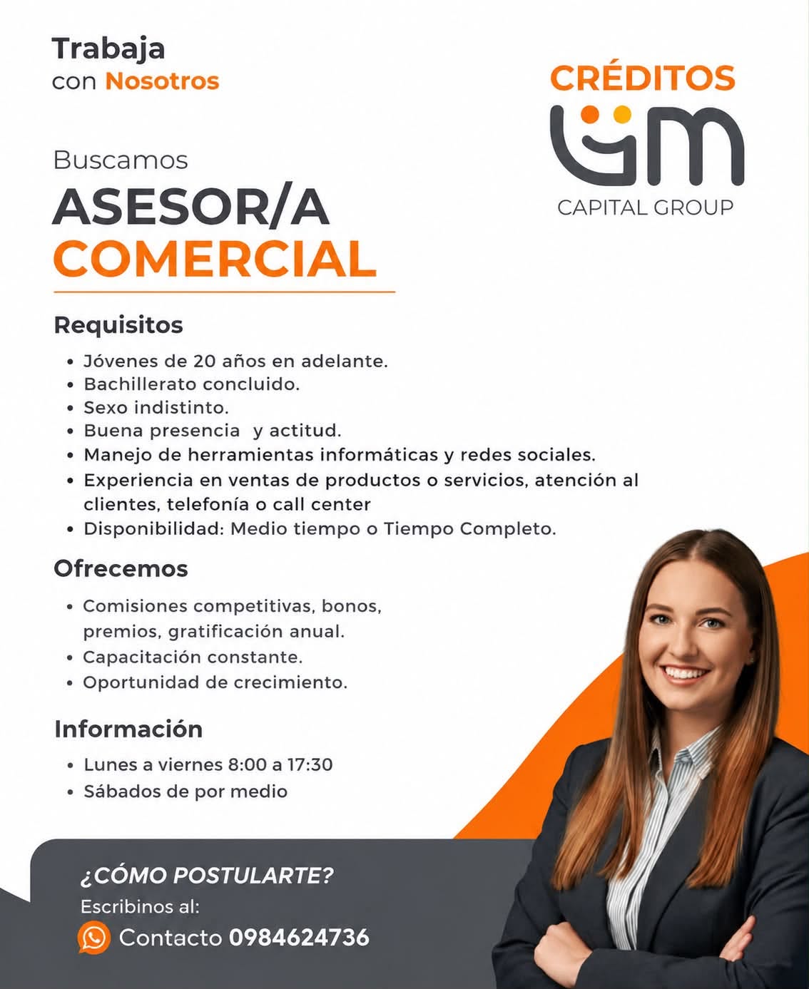 Oferta laboral: Asesor Comercial