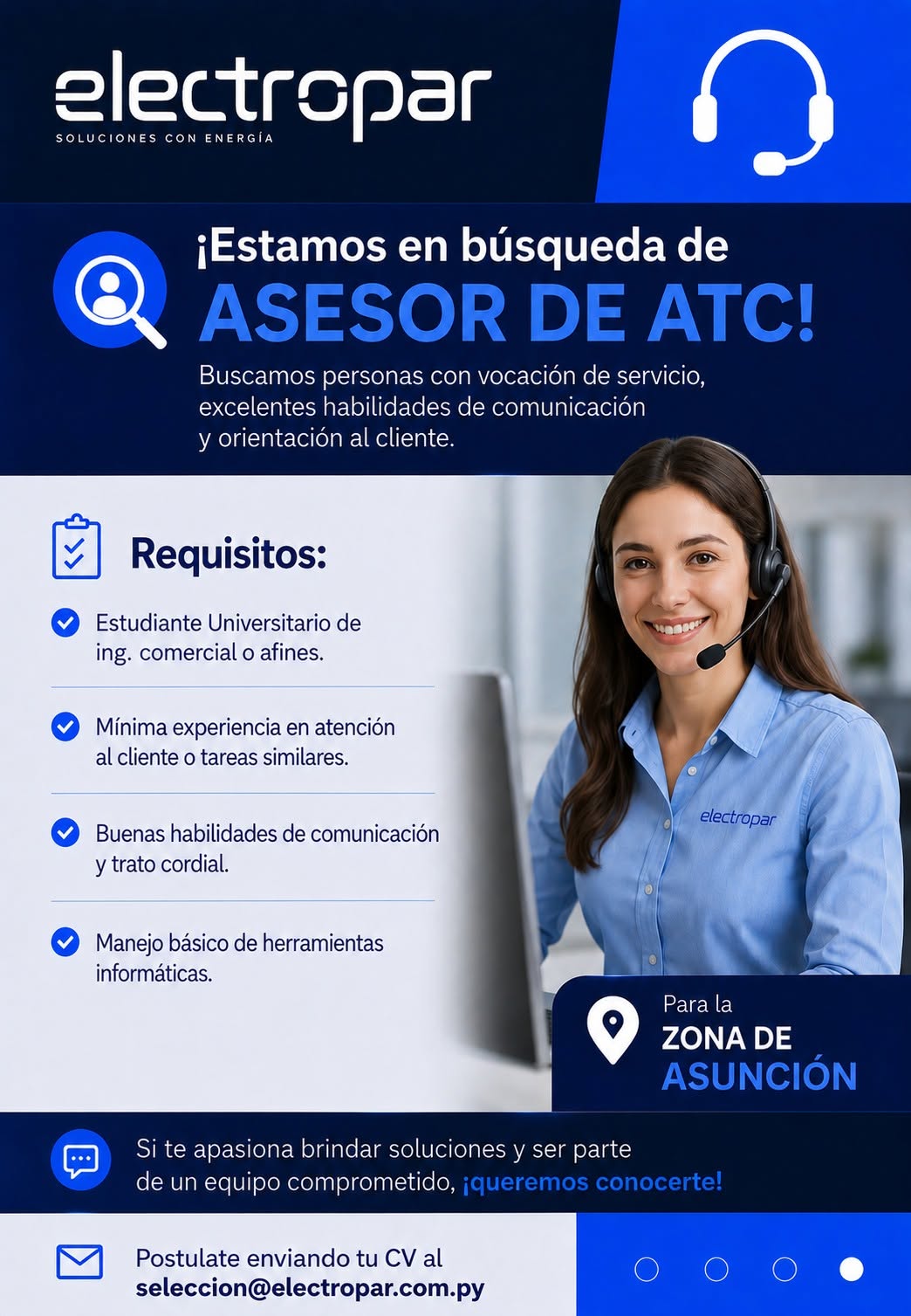 Oferta laboral: Asesor De ATC — Electropar