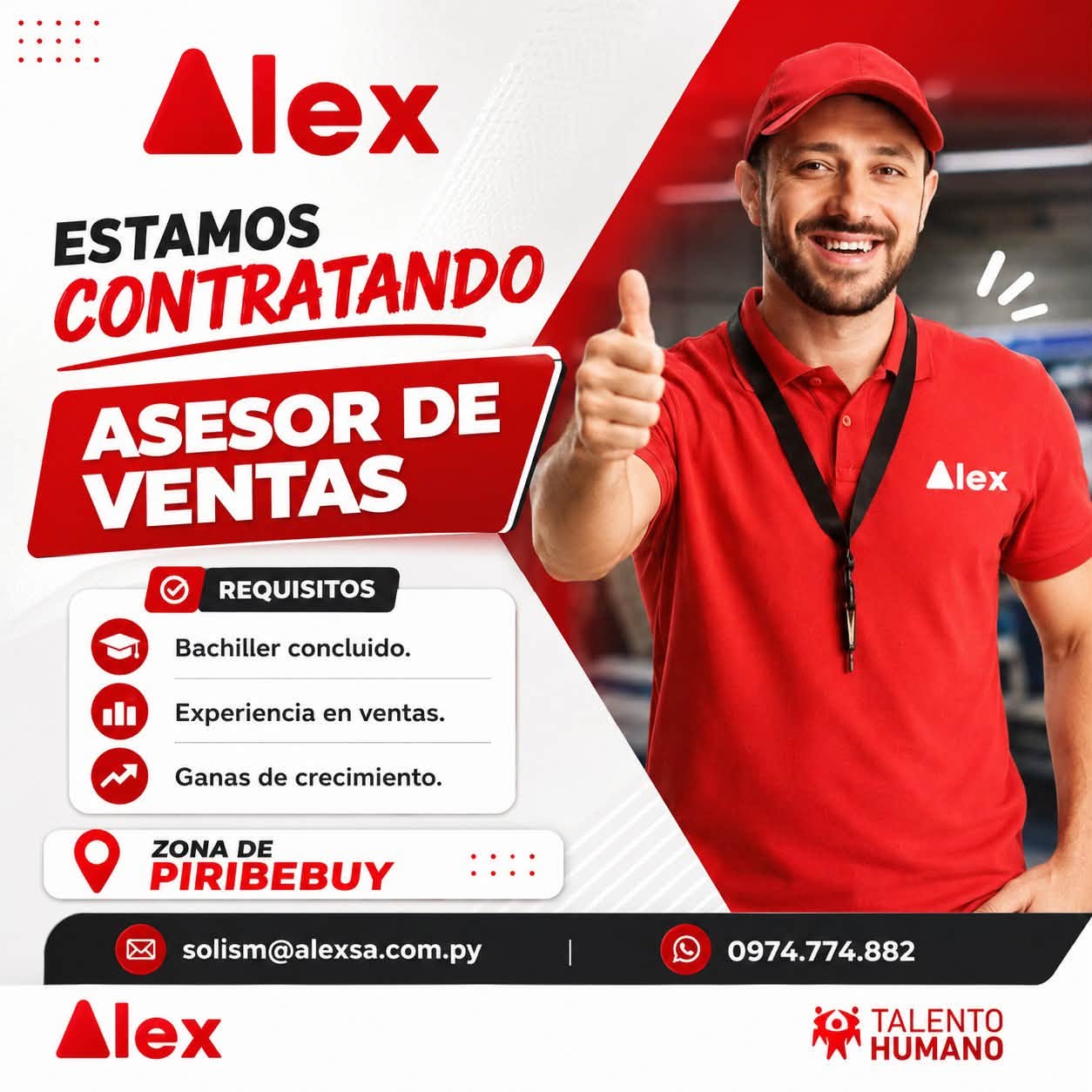 Oferta laboral: Asesor De Ventas — Alex SA