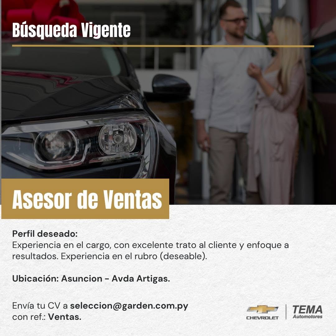 Oferta laboral: Asesor De Ventas — Garden